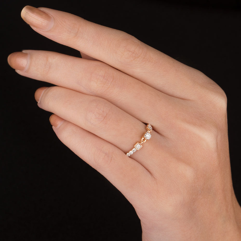 18K Rose Gold Diamond Ring - 0.25ct VS-SI-GH