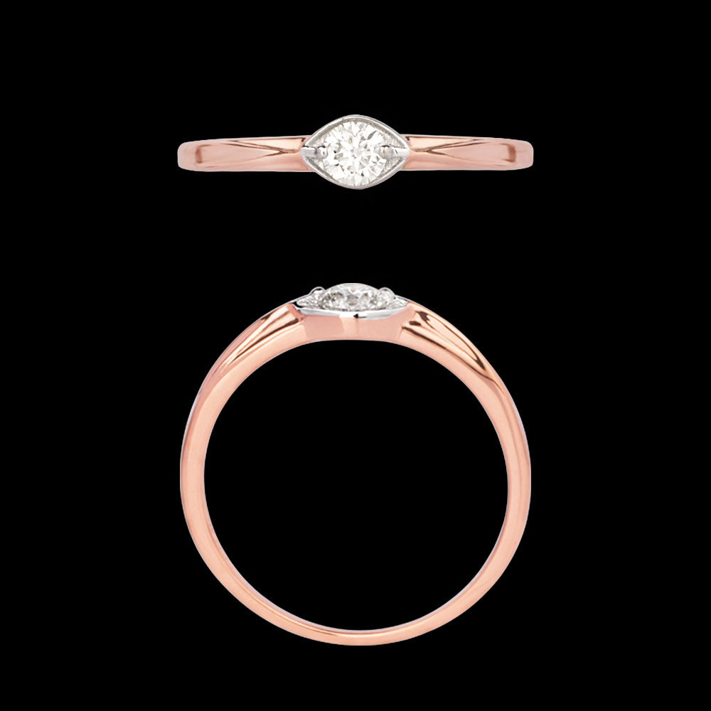 18K Rose Gold Diamond Ring - 0.22ct VS-JK