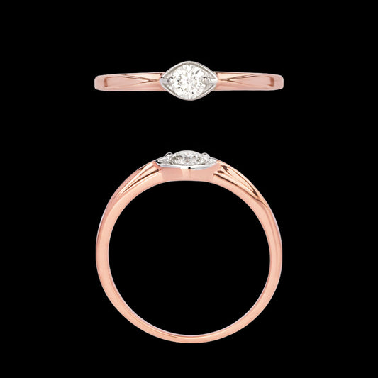 18K Rose Gold Diamond Ring - 0.22ct VS-JK