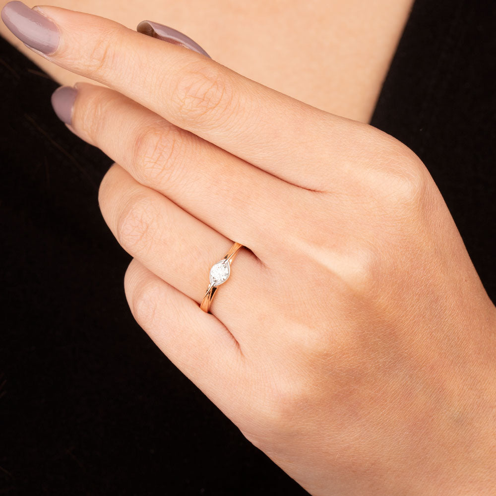 18K Rose Gold Diamond Ring - 0.22ct VS-JK