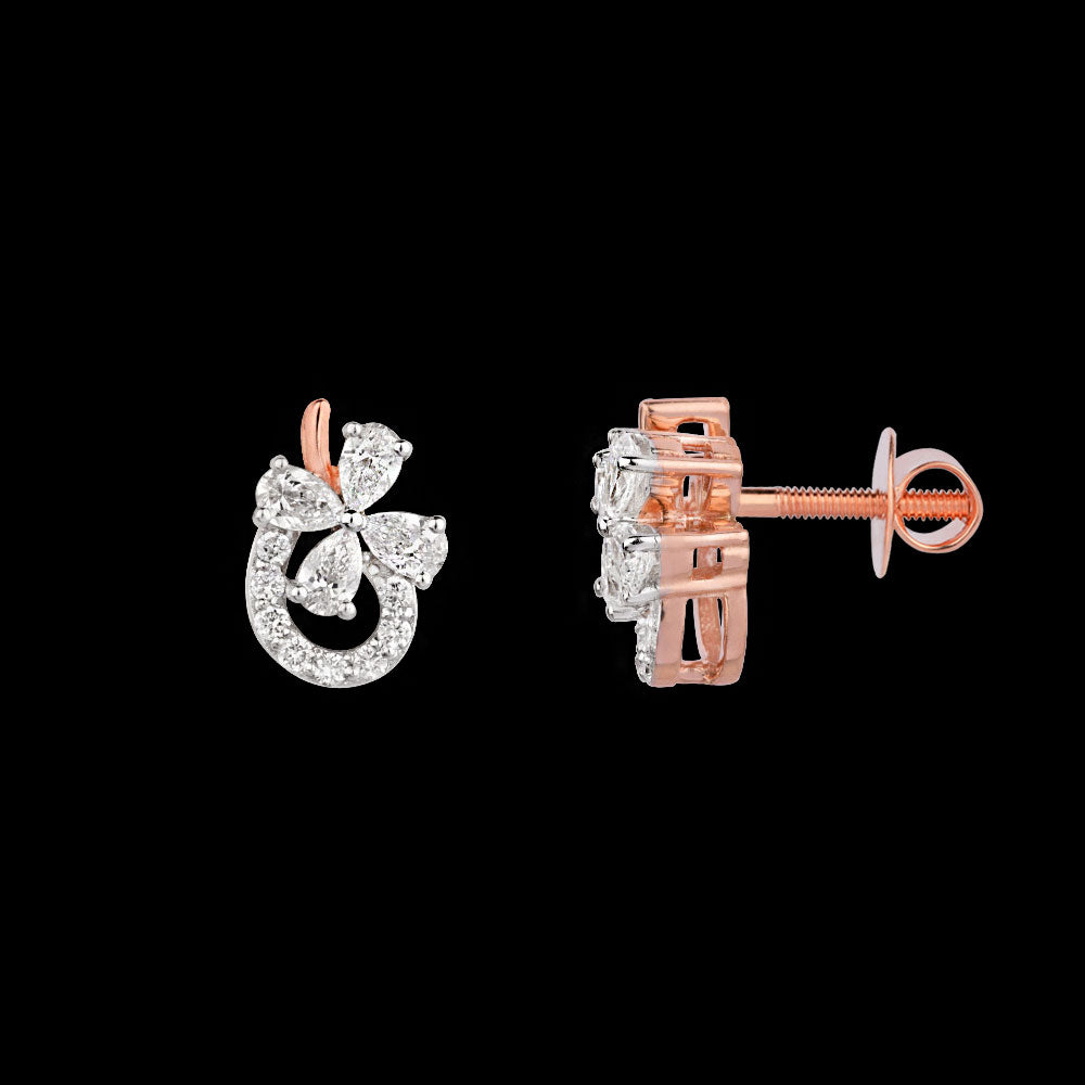 18K Rose Gold Diamond Earrings - 0.495ct VVS-VS-EF