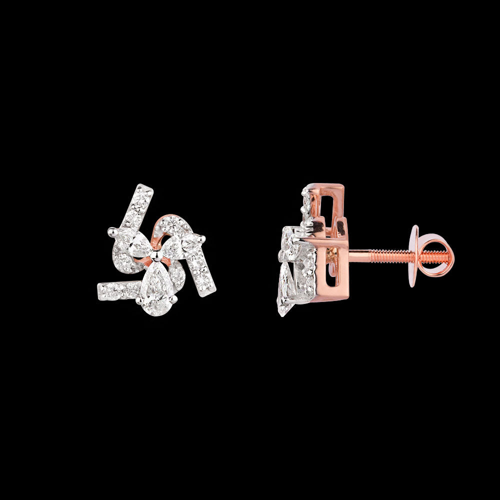 18K Rose Gold Diamond Earrings - 0.381ct VVS-VS-EF