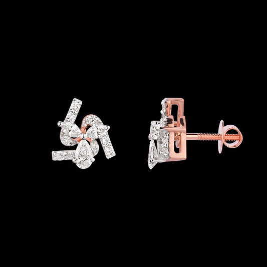 18K Rose Gold Diamond Earrings - 0.381ct VVS-VS-EF