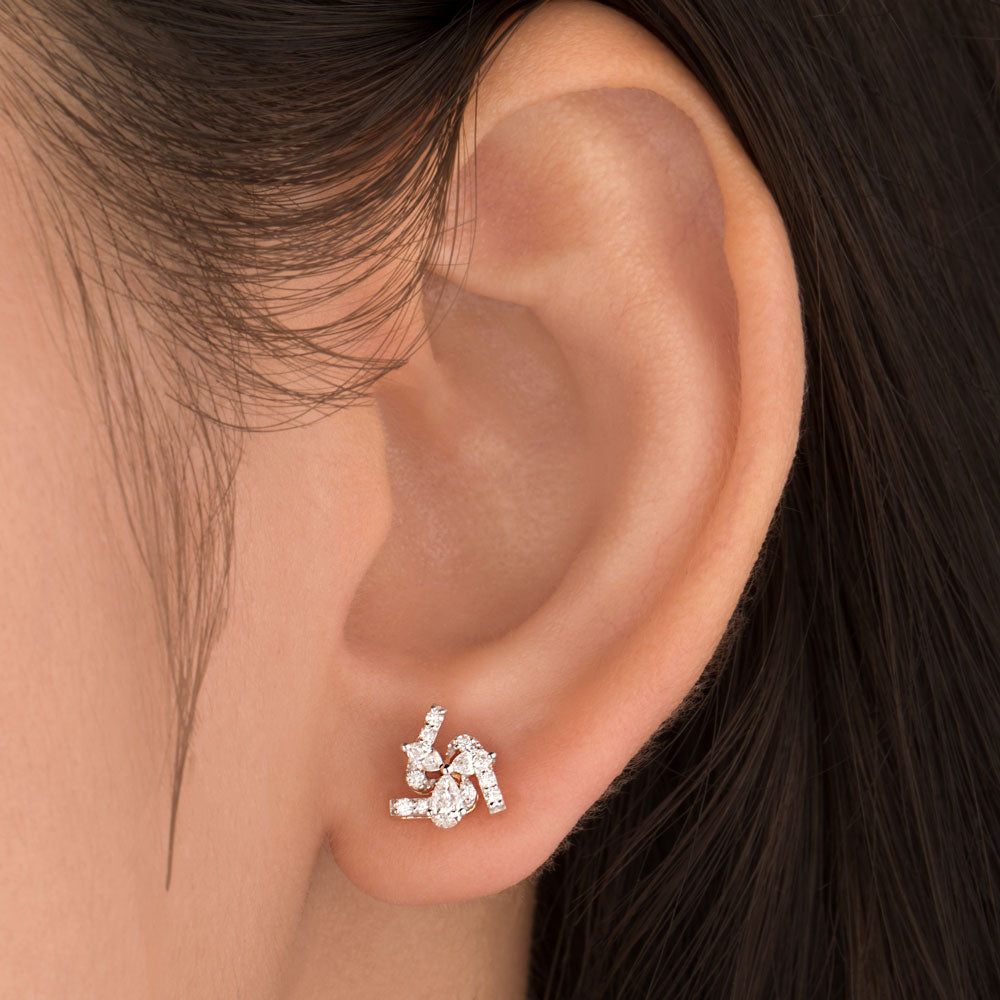 18K Rose Gold Diamond Earrings - 0.381ct VVS-VS-EF