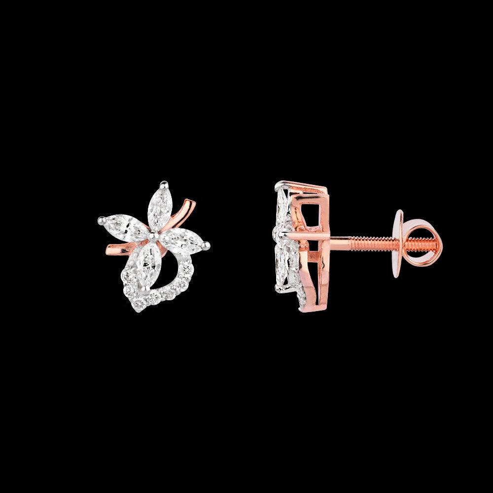 18K Two Tone Gold Diamond Earrings - 0.326ct VVS-VS-EF
