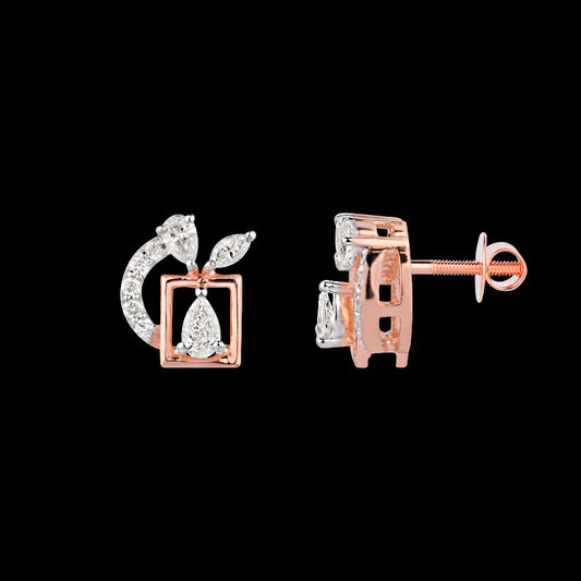 18K Rose Gold Diamond Earrings - 0.382ct VVS-VS-EF