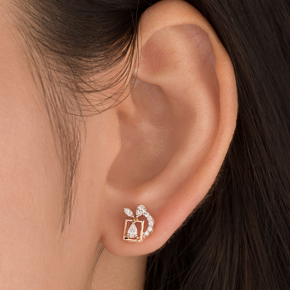 18K Rose Gold Diamond Earrings - 0.382ct VVS-VS-EF