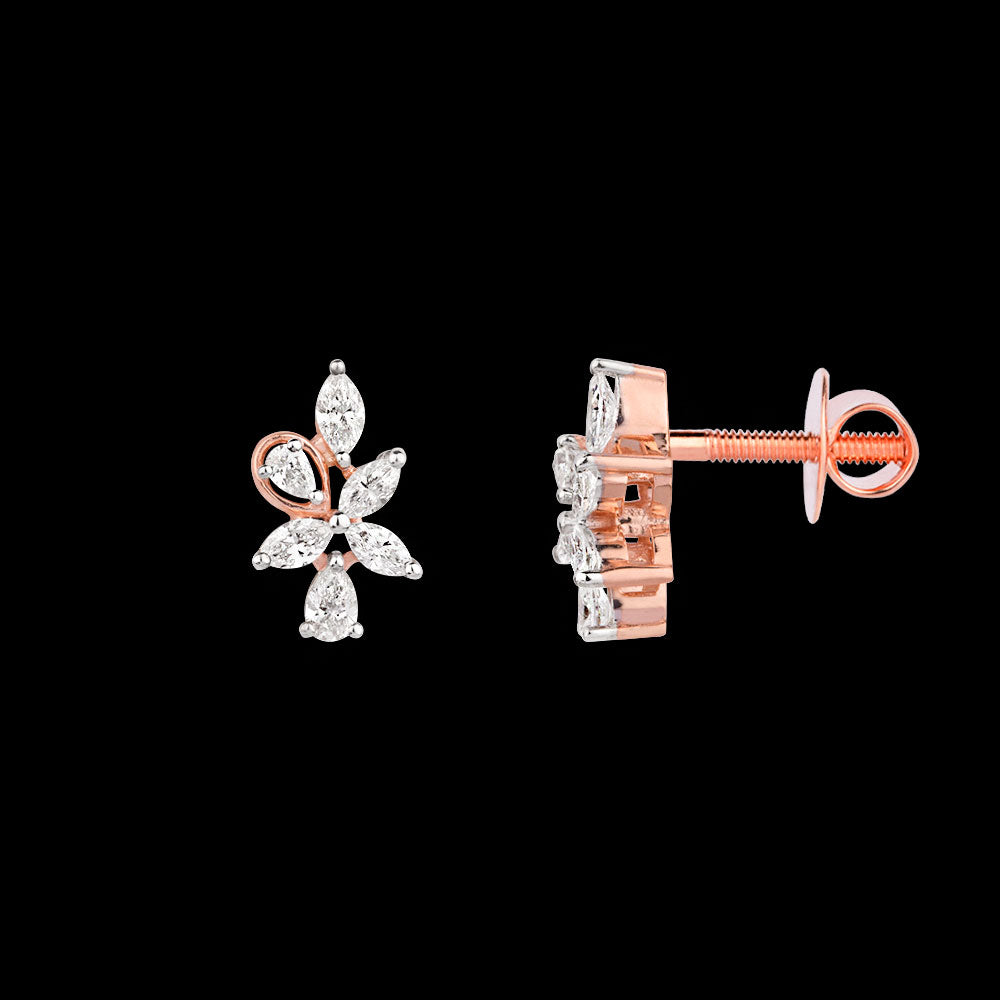 18K Rose Gold Diamond Earrings - 0.424ct VVS-VS-EF