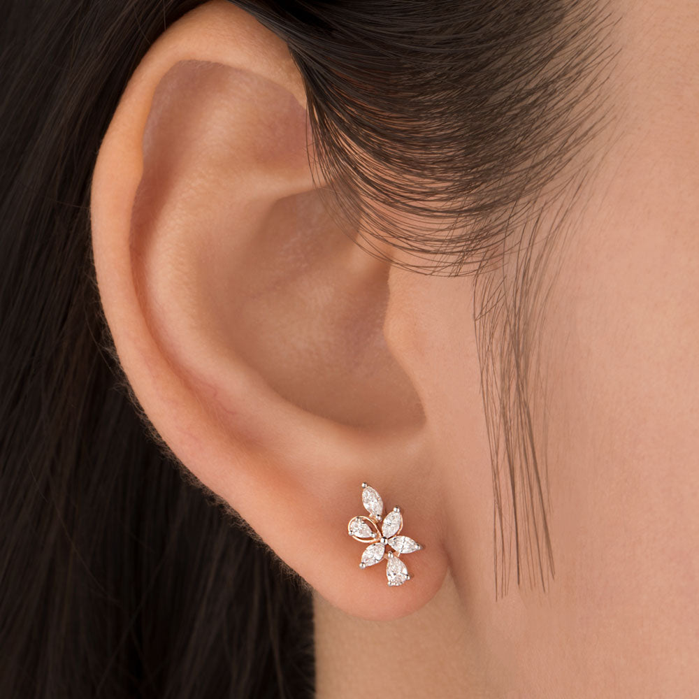 18K Rose Gold Diamond Earrings - 0.424ct VVS-VS-EF