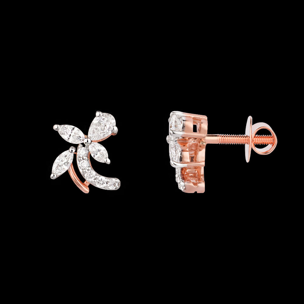 18K Rose Gold Diamond Earrings - 0.398ct VVS-VS-EF
