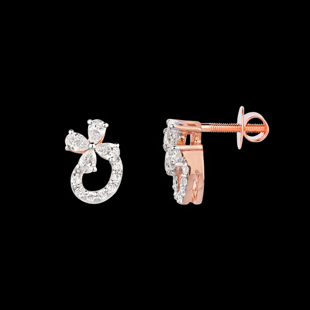 18K Rose Gold Diamond Earrings - 0.485ct VVS-VS-EF
