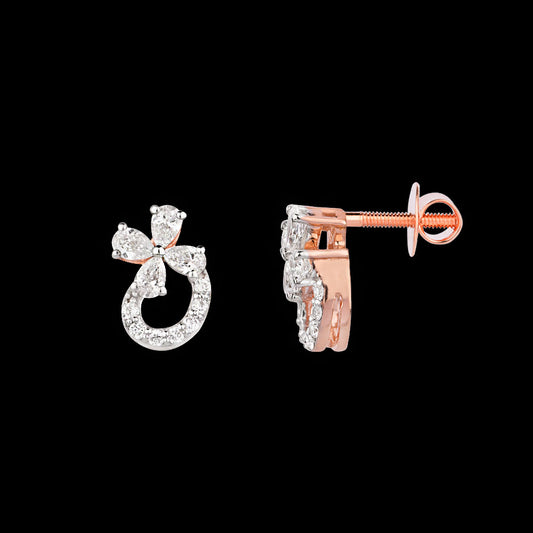 18K Rose Gold Diamond Earrings - 0.485ct VVS-VS-EF