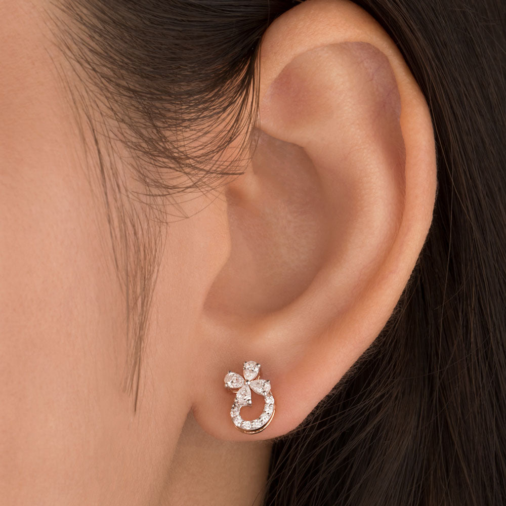 18K Rose Gold Diamond Earrings - 0.485ct VVS-VS-EF