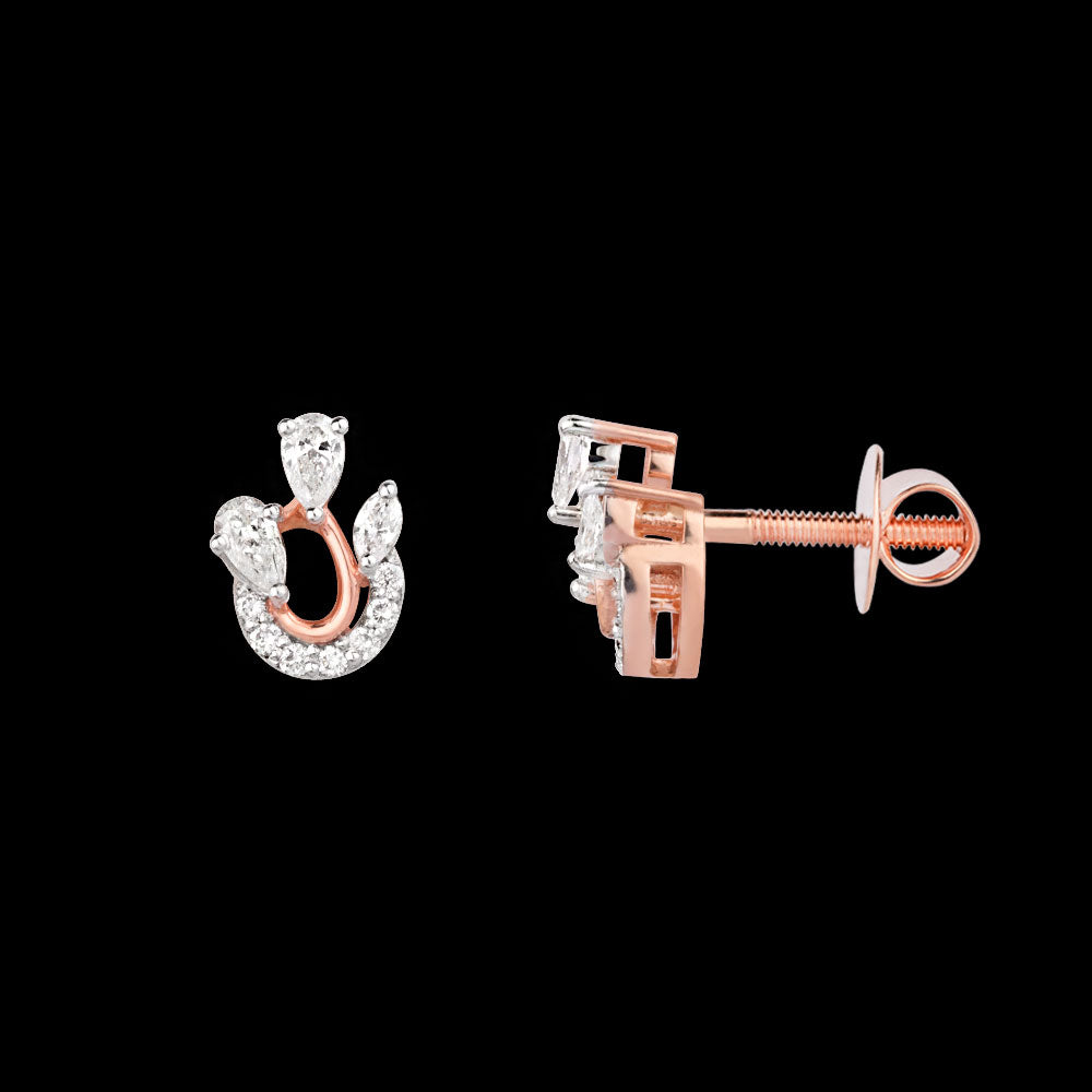 18K Rose Gold Diamond Earrings - 0.381ct VVS-VS-EF