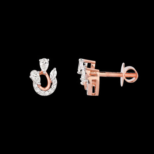 18K Rose Gold Diamond Earrings - 0.381ct VVS-VS-EF