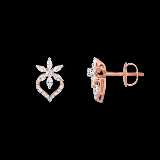 18K Rose Gold Diamond Earrings - 0.565ct VVS-VS-EF