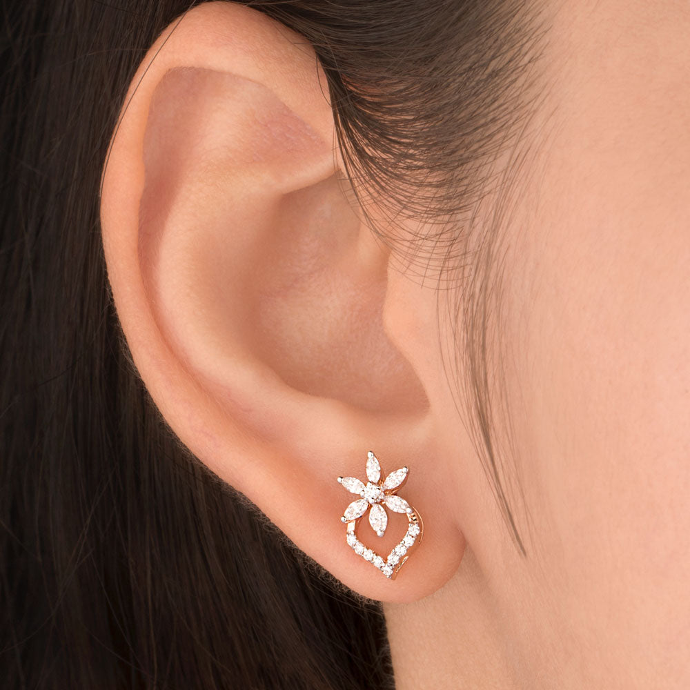 18K Rose Gold Diamond Earrings - 0.565ct VVS-VS-EF
