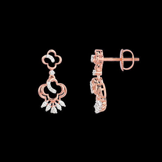 18K Rose Gold Diamond Earrings - 0.334ct VVS-VS-EF
