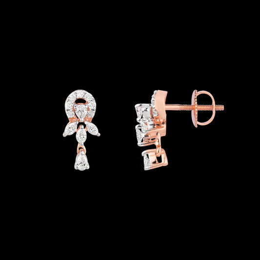 18K Rose Gold Diamond Earrings - 0.332ct VVS-VS-EF