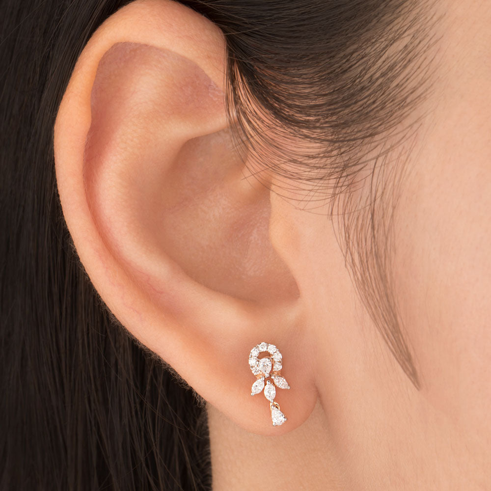 18K Rose Gold Diamond Earrings - 0.332ct VVS-VS-EF
