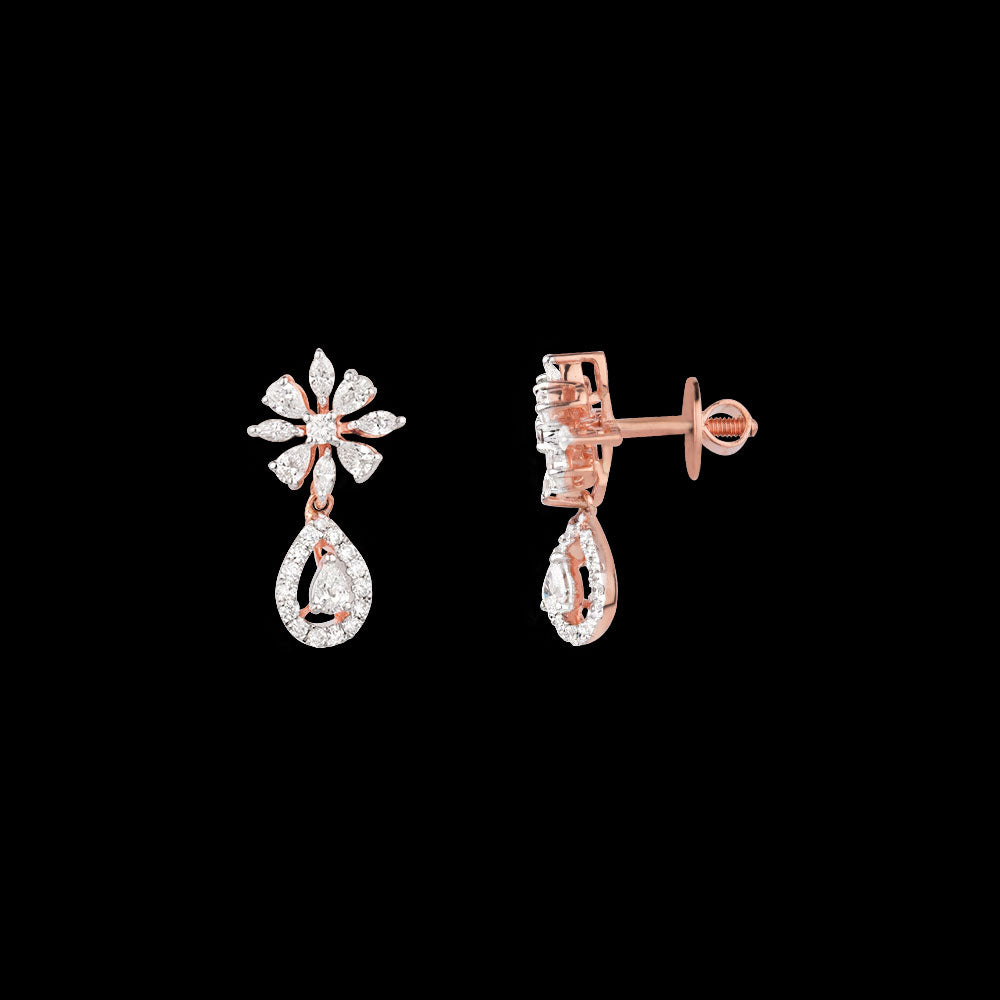 18K Rose Gold Diamond Earrings - 0.675ct VVS-VS-EF