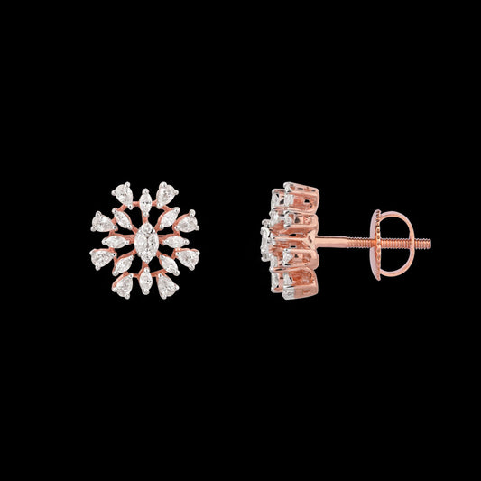 18K Rose Gold Diamond Earrings - 0.759ct VVS-VS-EF