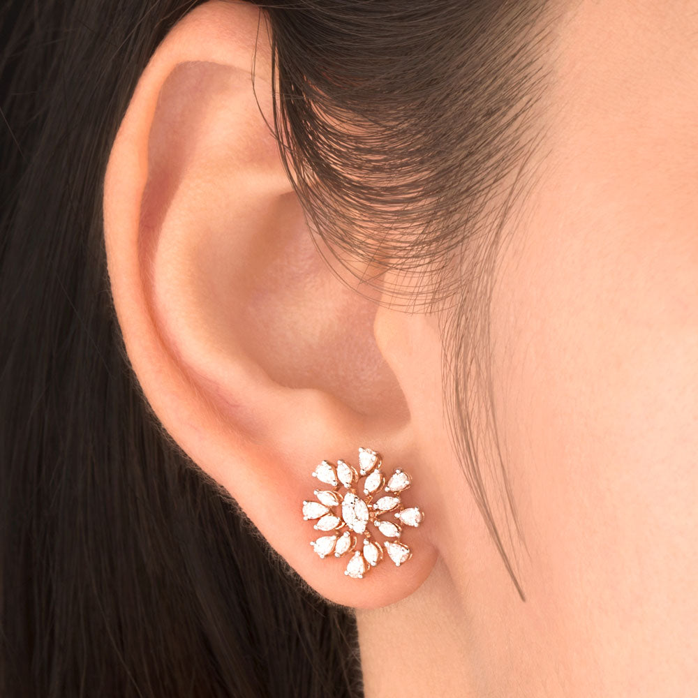 18K Rose Gold Diamond Earrings - 0.759ct VVS-VS-EF