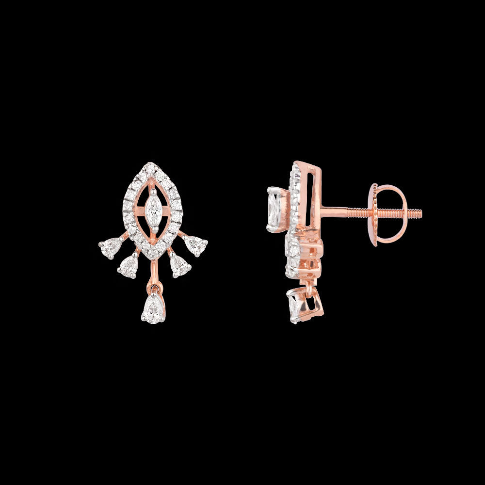 18K Rose Gold Diamond Earrings - 0.611ct VVS-VS-EF