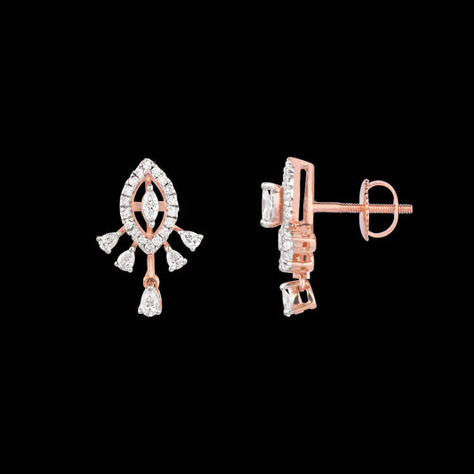 18K Rose Gold Diamond Earrings - 0.611ct VVS-VS-EF