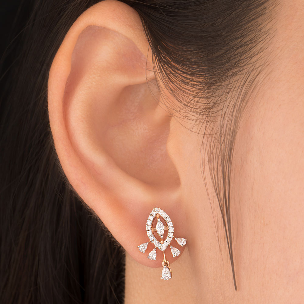18K Rose Gold Diamond Earrings - 0.611ct VVS-VS-EF