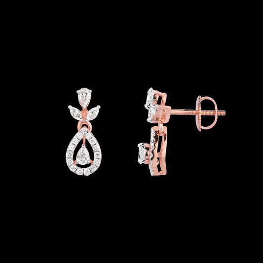 18K Rose Gold Diamond Earrings - 0.599ct VVS-VS-EF