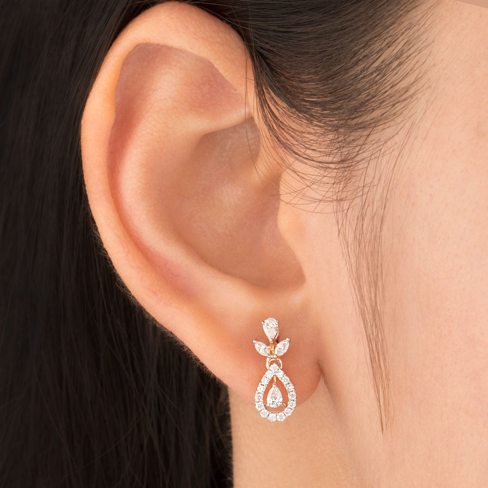 18K Rose Gold Diamond Earrings - 0.599ct VVS-VS-EF