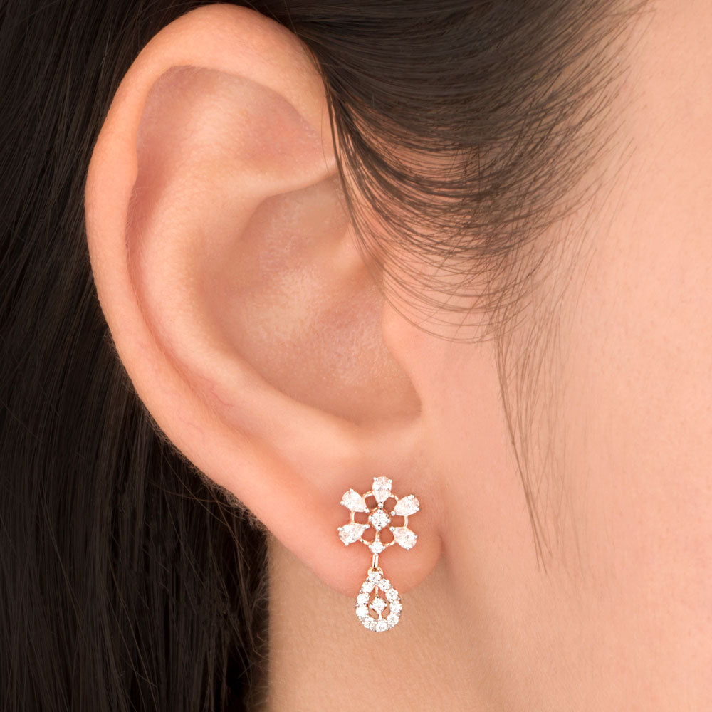 18K Rose Gold Diamond Earrings - 0.544ct VVS-VS-EF