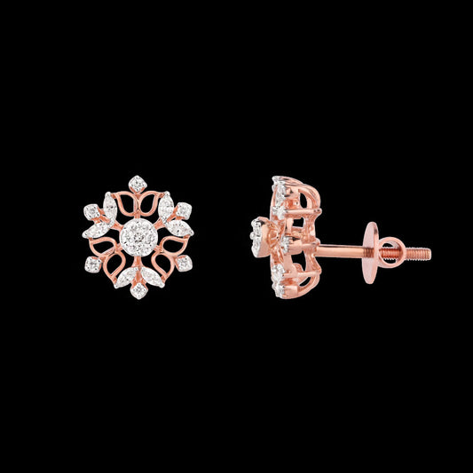 18K Rose Gold Diamond Earrings - 0.448ct VVS-VS-EF