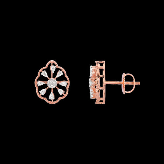 18K Rose Gold Diamond Earrings - 0.473ct VVS-FG