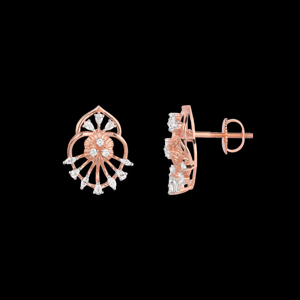 18K Rose Gold Diamond Earrings - 0.588ct VVS-VS-EF