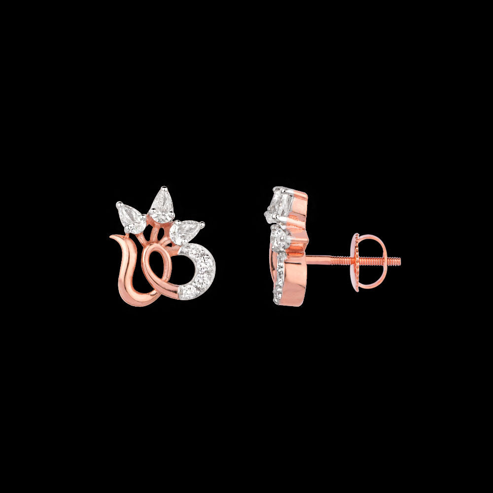 18K Rose Gold Diamond Earrings - 0.421ct VVS-VS-EF