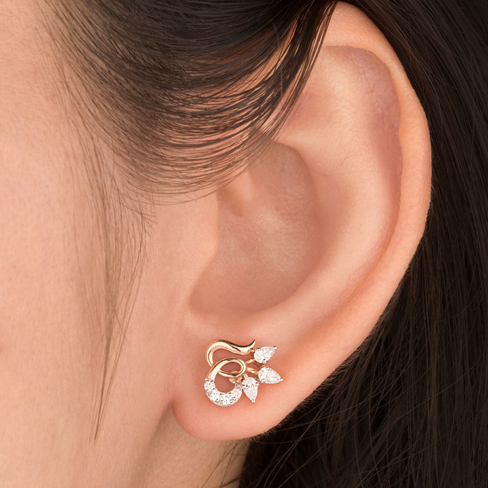 18K Rose Gold Diamond Earrings - 0.421ct VVS-VS-EF