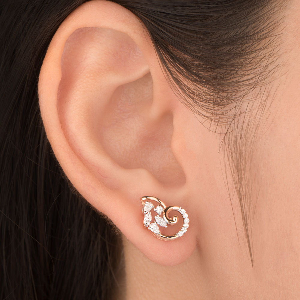 18K Rose Gold Diamond Earrings - 0.363ct VVS-VS-EF