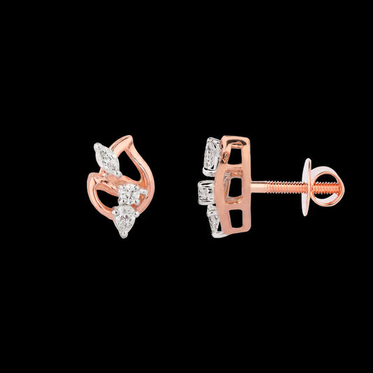 18K Rose Gold Diamond Earrings - 0.187ct VVS-FG