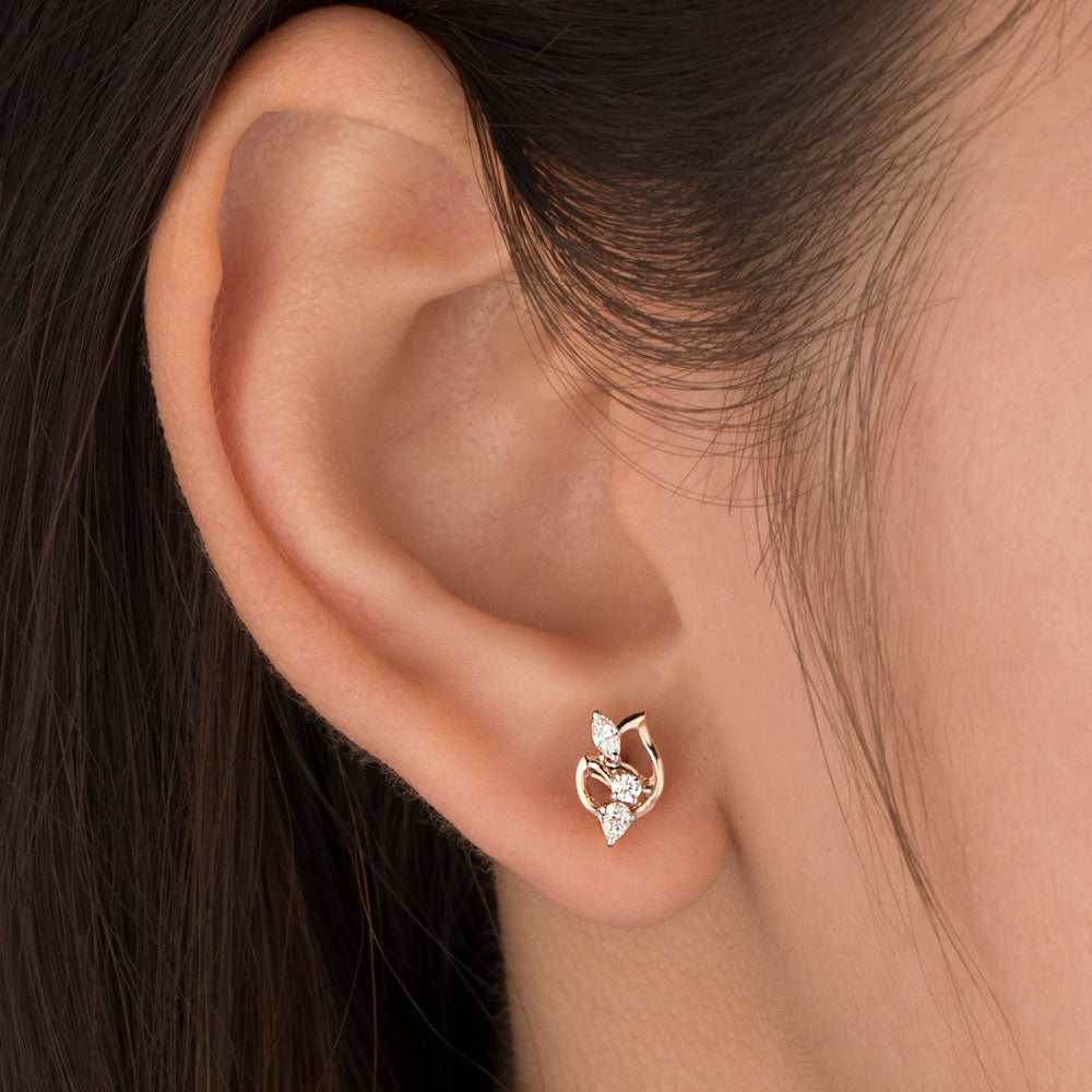 18K Rose Gold Diamond Earrings - 0.187ct VVS-FG