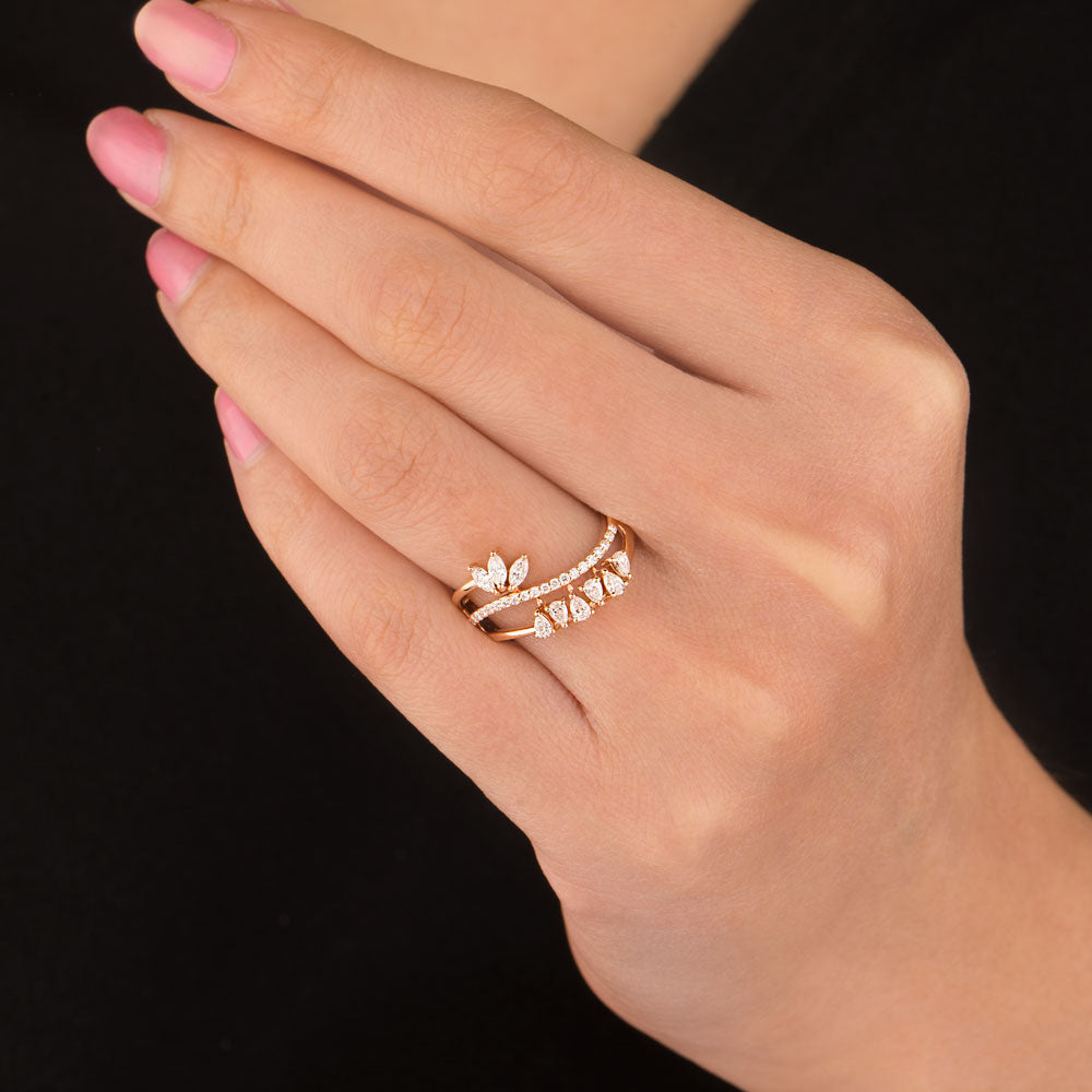 18K Rose Gold Diamond Ring - 0.453ct VVS-VS-EF