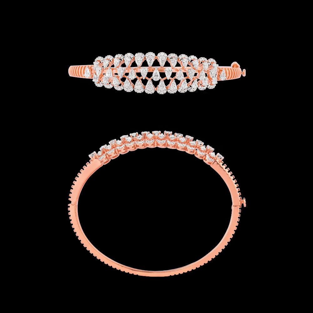 18K Rose Gold Diamond Kada - 3.208ct VS-SI-EF