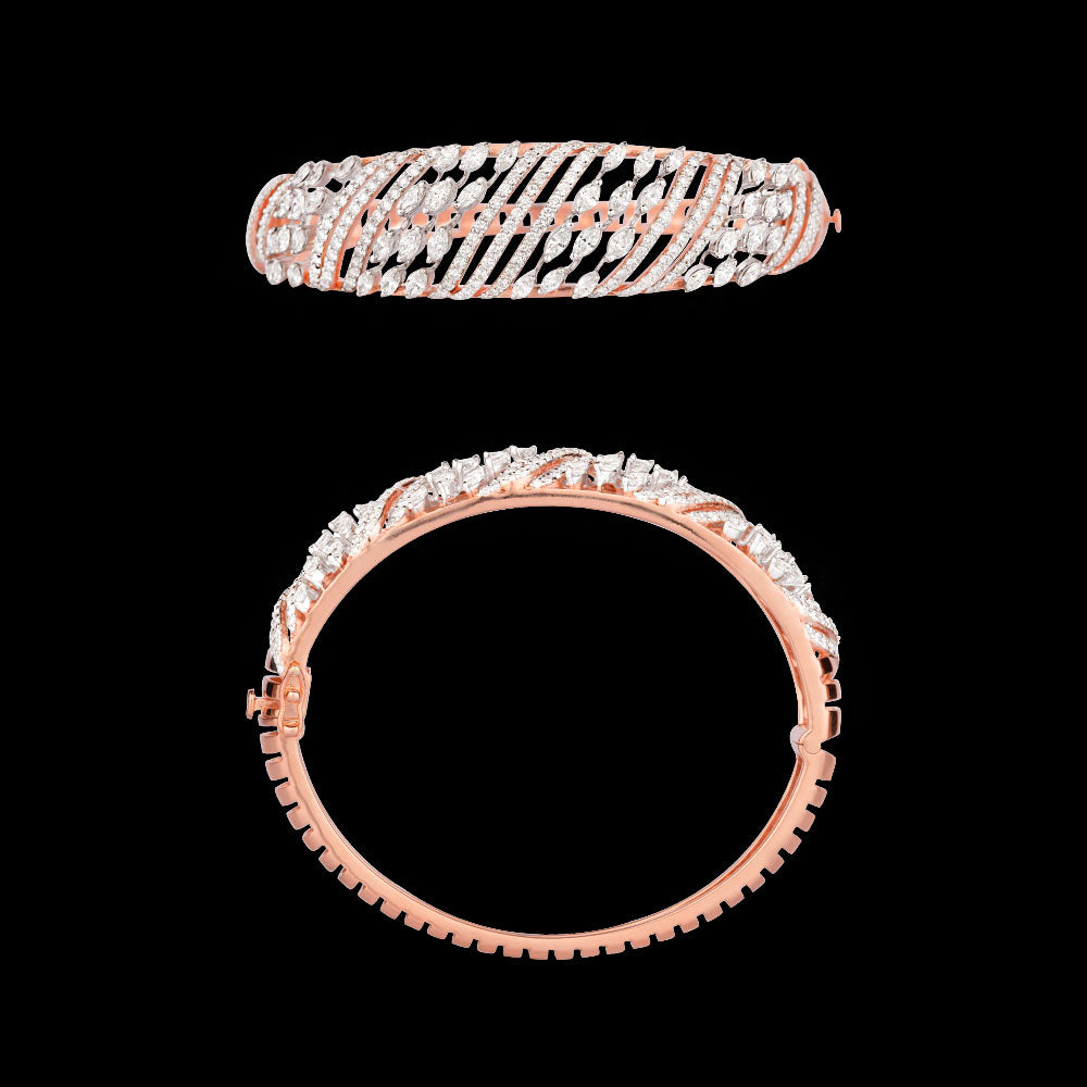 18K Rose Gold Diamond Kada - 4.819ct VVS-VS-HI