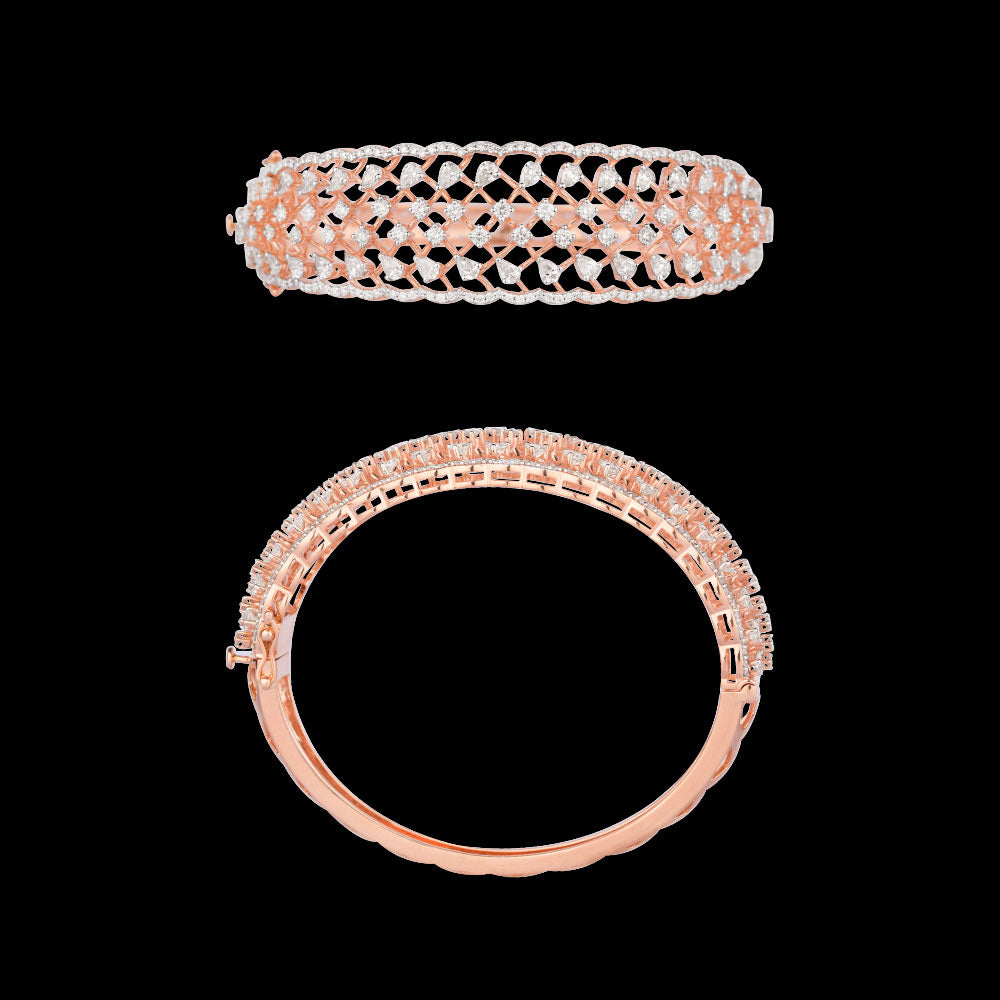 18K Rose Gold Diamond Kada - 4.442ct VVS-VS-HI