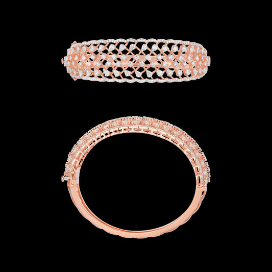 18K Rose Gold Diamond Kada - 4.442ct VVS-VS-HI