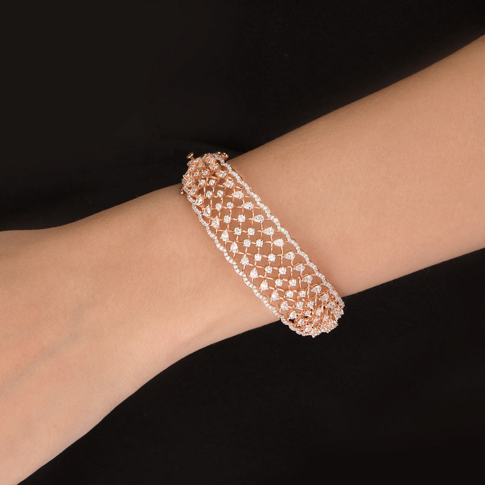 18K Rose Gold Diamond Kada - 4.442ct VVS-VS-HI