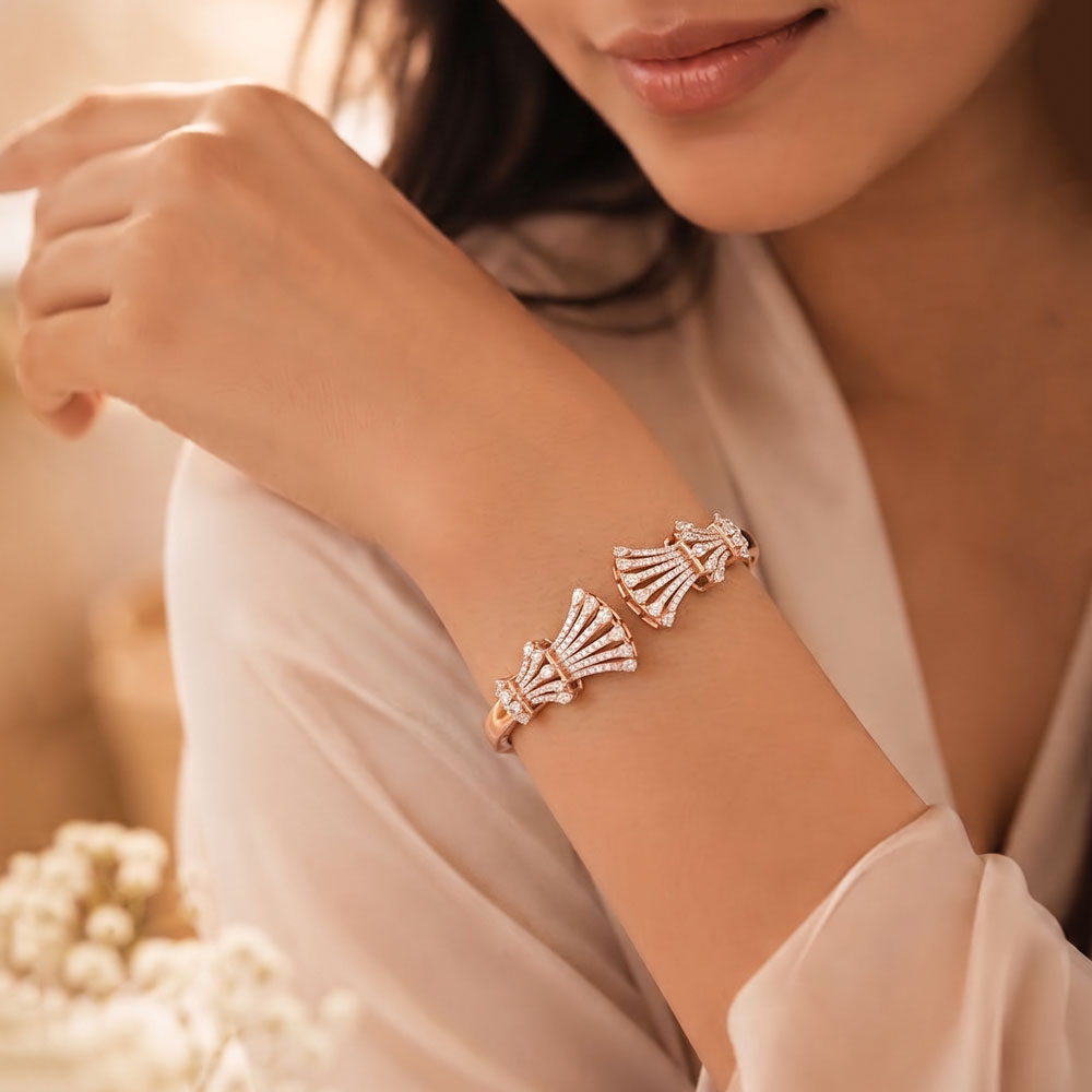 18K Rose Gold Diamond Kada - 2.943ct VVS-VS-HI