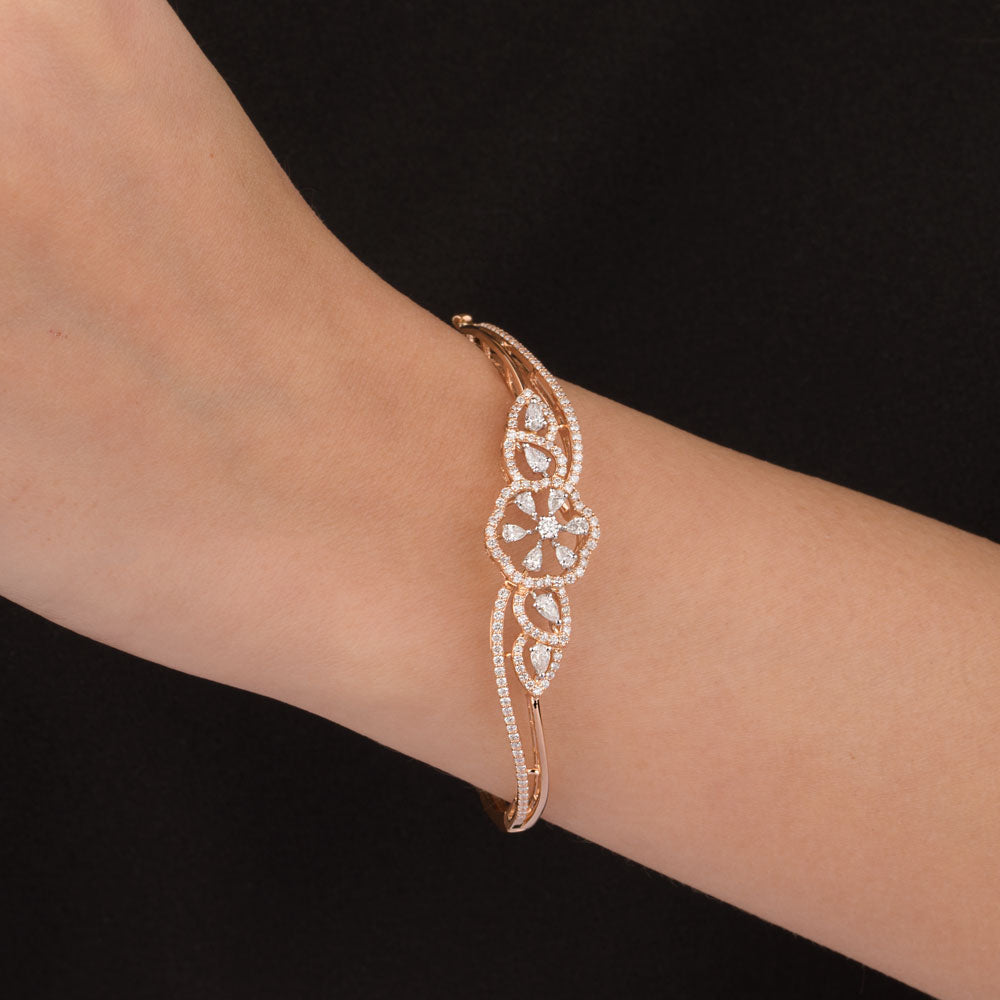 18K Rose Gold Diamond Kada - 1.563ct VS-SI-EF