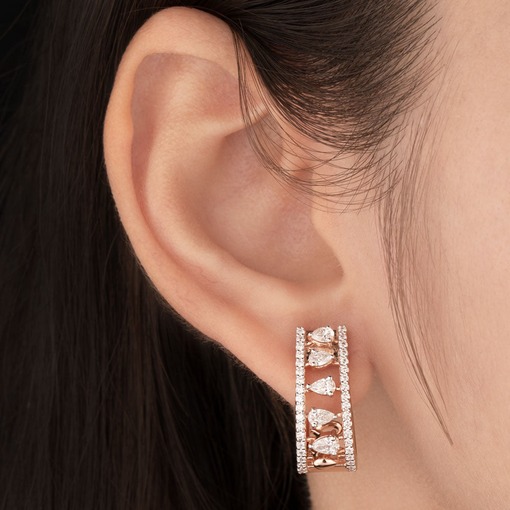 18K Rose Gold Diamond Earrings - 1.49ct VVS-VS-EF